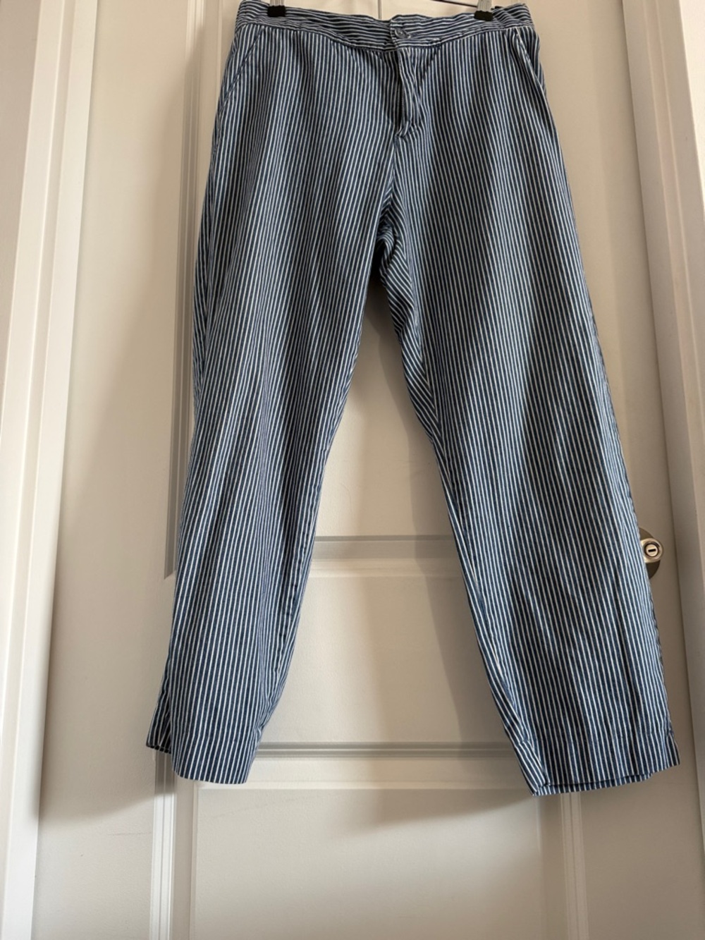 Zara Blue and White Pinstripe Casual Pants